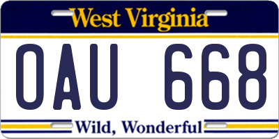 WV license plate OAU668