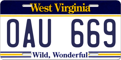 WV license plate OAU669