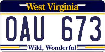 WV license plate OAU673