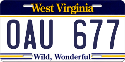 WV license plate OAU677
