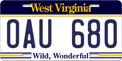 WV license plate OAU680
