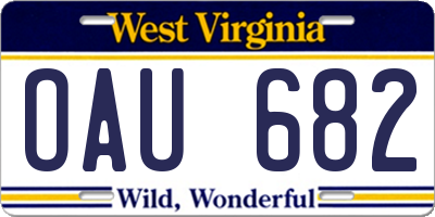 WV license plate OAU682