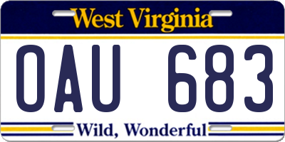 WV license plate OAU683