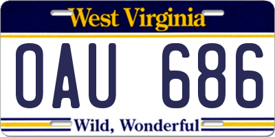 WV license plate OAU686