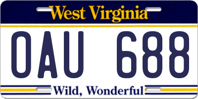 WV license plate OAU688