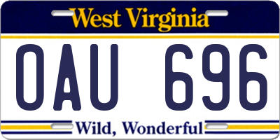 WV license plate OAU696