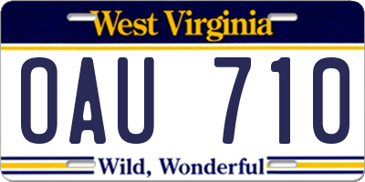 WV license plate OAU710