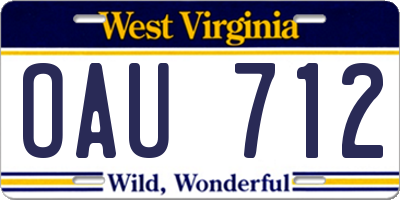 WV license plate OAU712