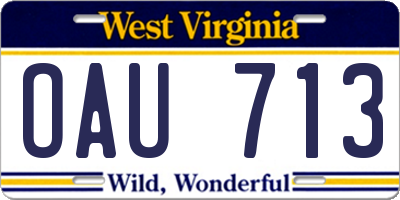 WV license plate OAU713
