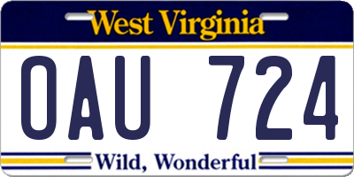 WV license plate OAU724