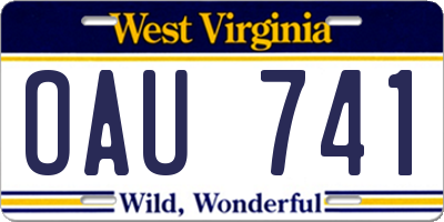 WV license plate OAU741
