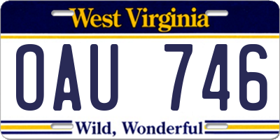 WV license plate OAU746