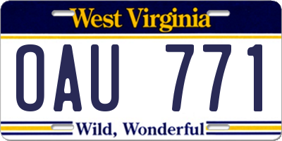 WV license plate OAU771