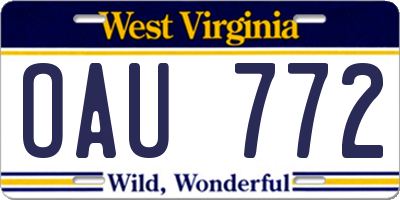 WV license plate OAU772