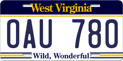WV license plate OAU780
