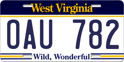 WV license plate OAU782