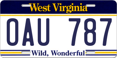 WV license plate OAU787