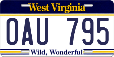 WV license plate OAU795