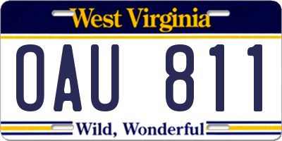 WV license plate OAU811