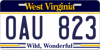 WV license plate OAU823