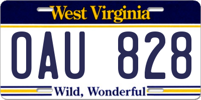 WV license plate OAU828