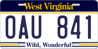 WV license plate OAU841