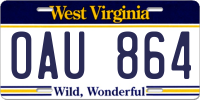 WV license plate OAU864