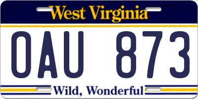 WV license plate OAU873
