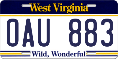 WV license plate OAU883
