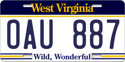 WV license plate OAU887