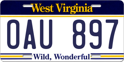 WV license plate OAU897