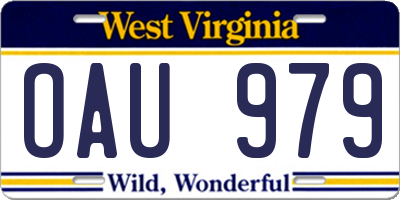WV license plate OAU979