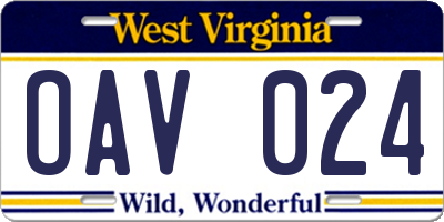 WV license plate OAV024