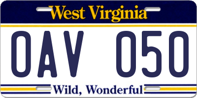 WV license plate OAV050