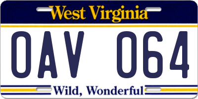 WV license plate OAV064