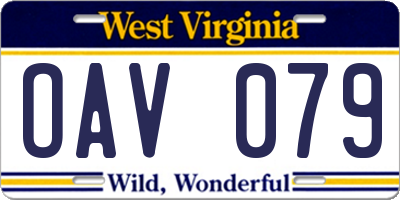 WV license plate OAV079