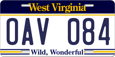 WV license plate OAV084