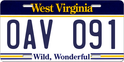 WV license plate OAV091