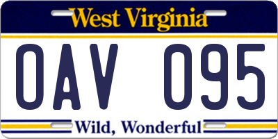 WV license plate OAV095
