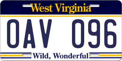 WV license plate OAV096