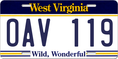 WV license plate OAV119