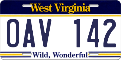 WV license plate OAV142
