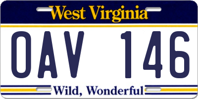 WV license plate OAV146