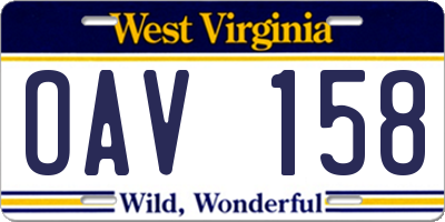 WV license plate OAV158
