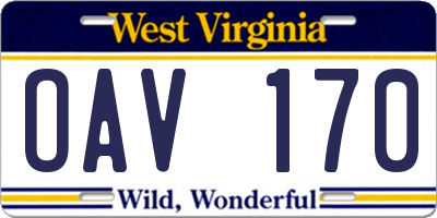 WV license plate OAV170