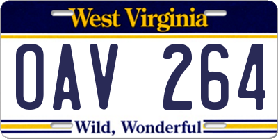 WV license plate OAV264