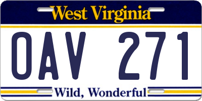 WV license plate OAV271