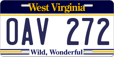 WV license plate OAV272