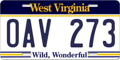 WV license plate OAV273