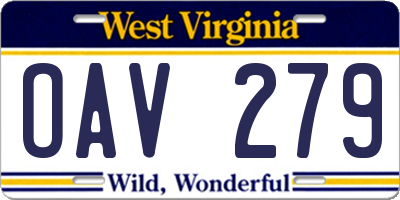 WV license plate OAV279
